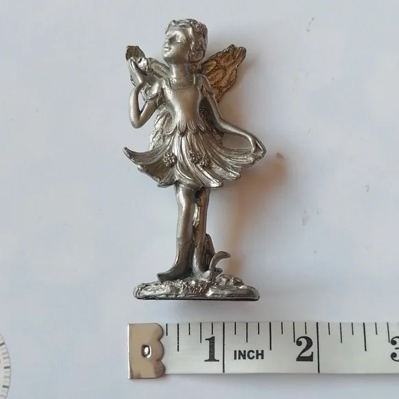 Vintage Peltro Cesellato a Mano Pewter Fairy Miniature Sculpture - Picture 13 of 13